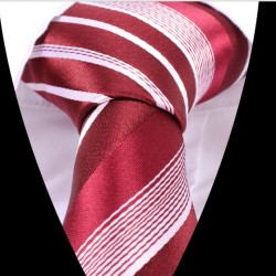 Hedvábná kravata červená pruhovaná