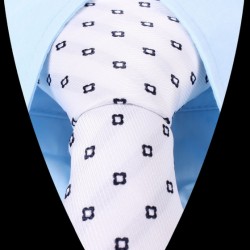 Hedvábná kravata bílá se vzorem
