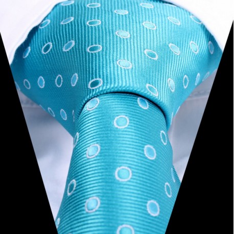 Hedvábná kravata tyrkysová se vzorem