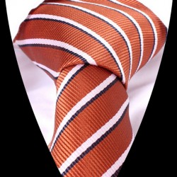 Hedvábná kravata oranžová s bílím pruhem