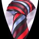 Hedvábná kravata s červeným modrým a černým pruhem