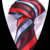 Hedvábná kravata s červeným modrým a černým pruhem