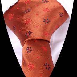 Hedvábná kravata oranžová se vzorem