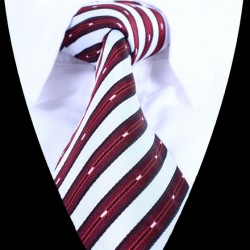 Hedvábná kravata bílá červená pruhovaná
