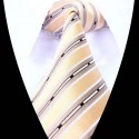Hedvábná kravata žlutá hnědá pruhovaná