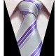 Hedvábná kravata šedo fialová pruhovaná