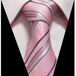 Hedvábná kravata růžová pruhovaná