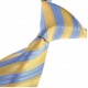 Hedvábná kravata žluto  modrá pruhovaná
