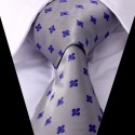 Hedvábná kravata šedá modrá se vzorem